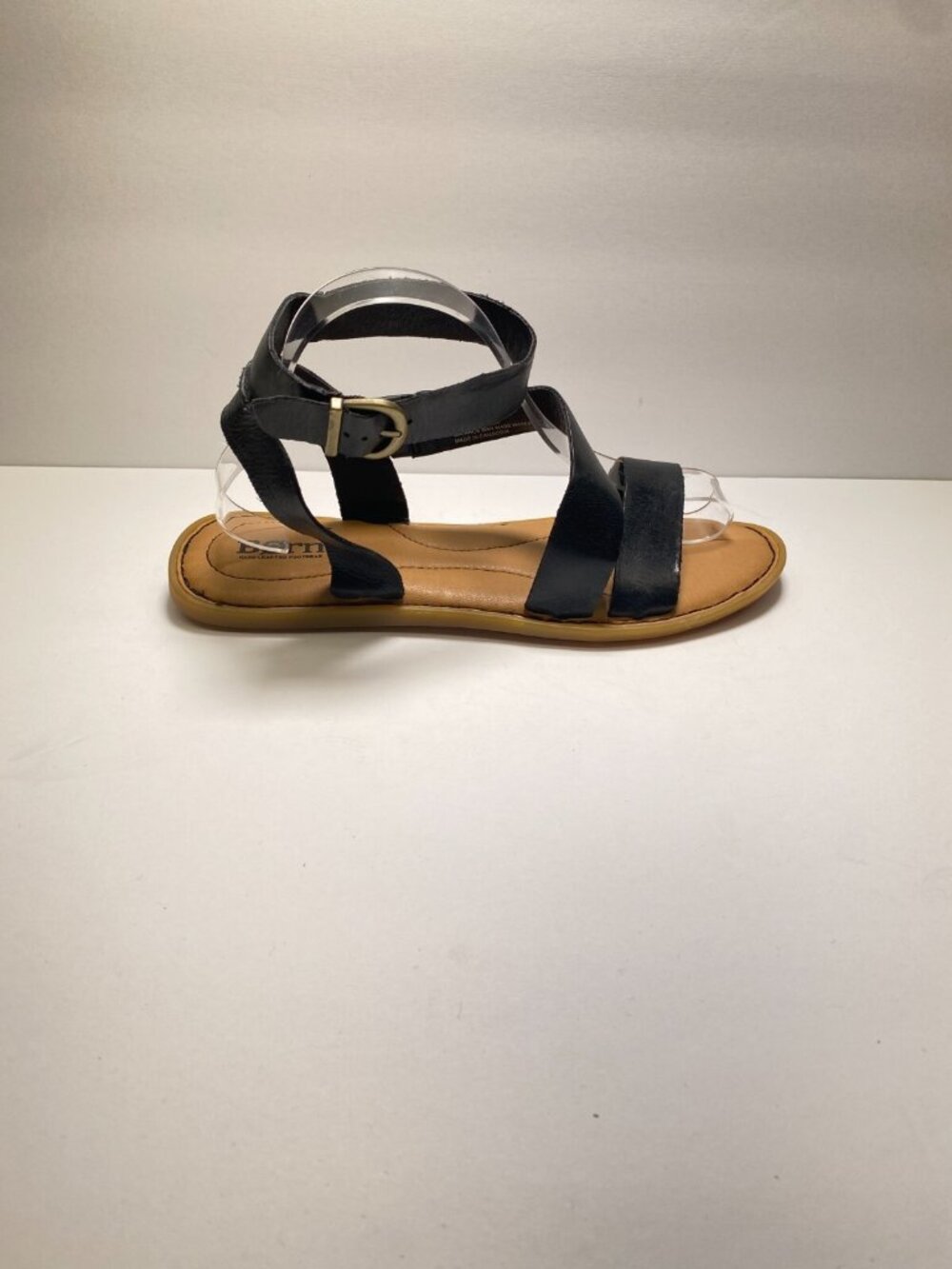 Born Women's Strap Leather Black Comfort Sandal Sz 10